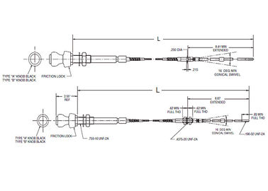 OEM ইউনিভার্সাল থ্রোটল কন্ট্রোল ক্যাবল সমাবেশ 565 - 550 সিরিজ স্ট্যান্ডার্ড আউটপুট