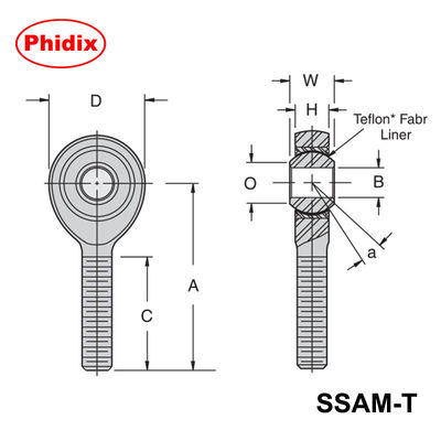 SSAM-T/SSAF-T সিরিজ স্টেইনলেস স্টীল PTFE-আচ্ছাদিত রডের শেষগুলি।