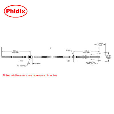 এভিয়েশন-গ্রেড PTFE-Lined কন্ট্রোল ক্যাবল∙ 4" বাঁক ব্যাসার্ধ, -65°F থেকে +350°F, B2B সমাধান